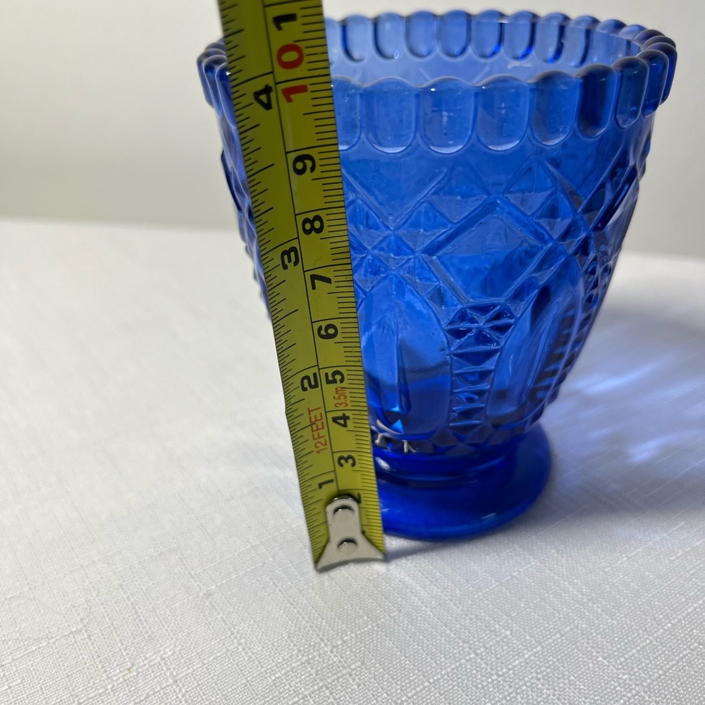 Vintage Glass Votive Candle Holder Royal Blue - Picture 4 of 6